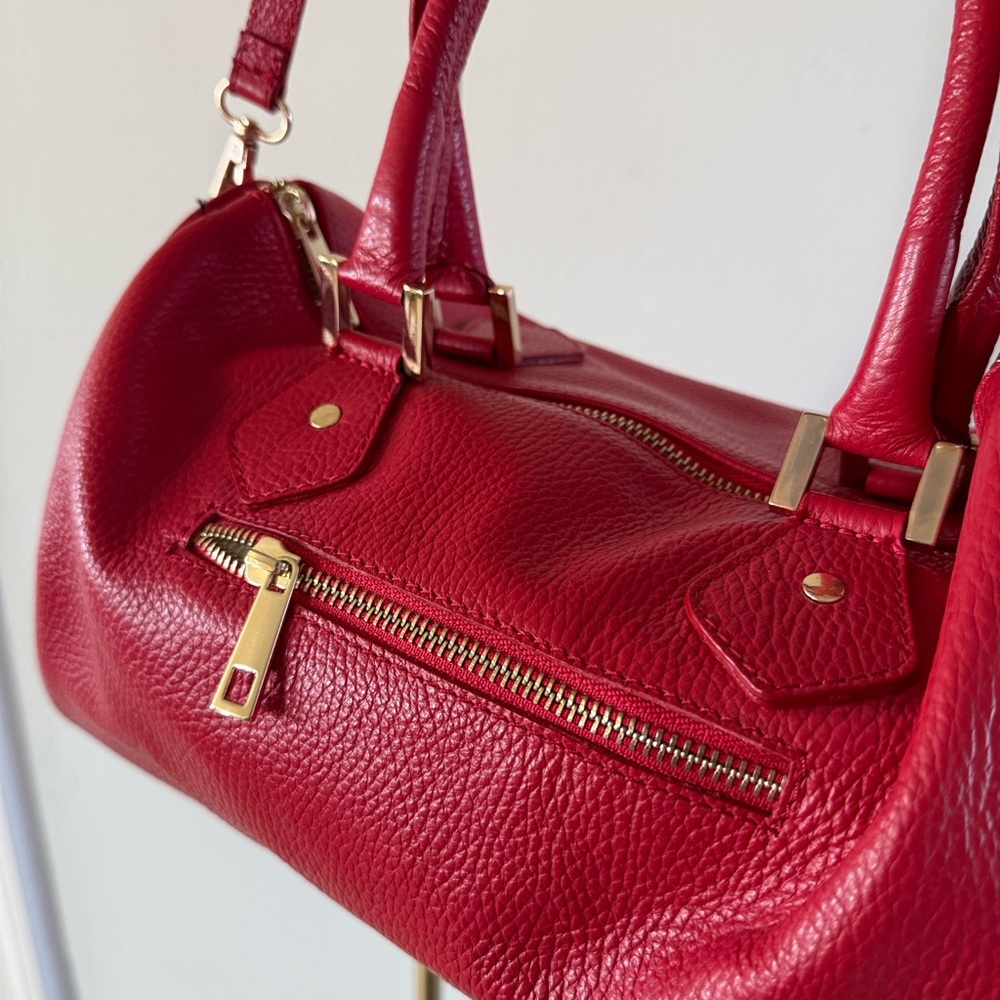 Persaman Italian Leather Gorgeous Red Shoulder Bag Purse Handbag Made in Italy - Picture 3 of 6